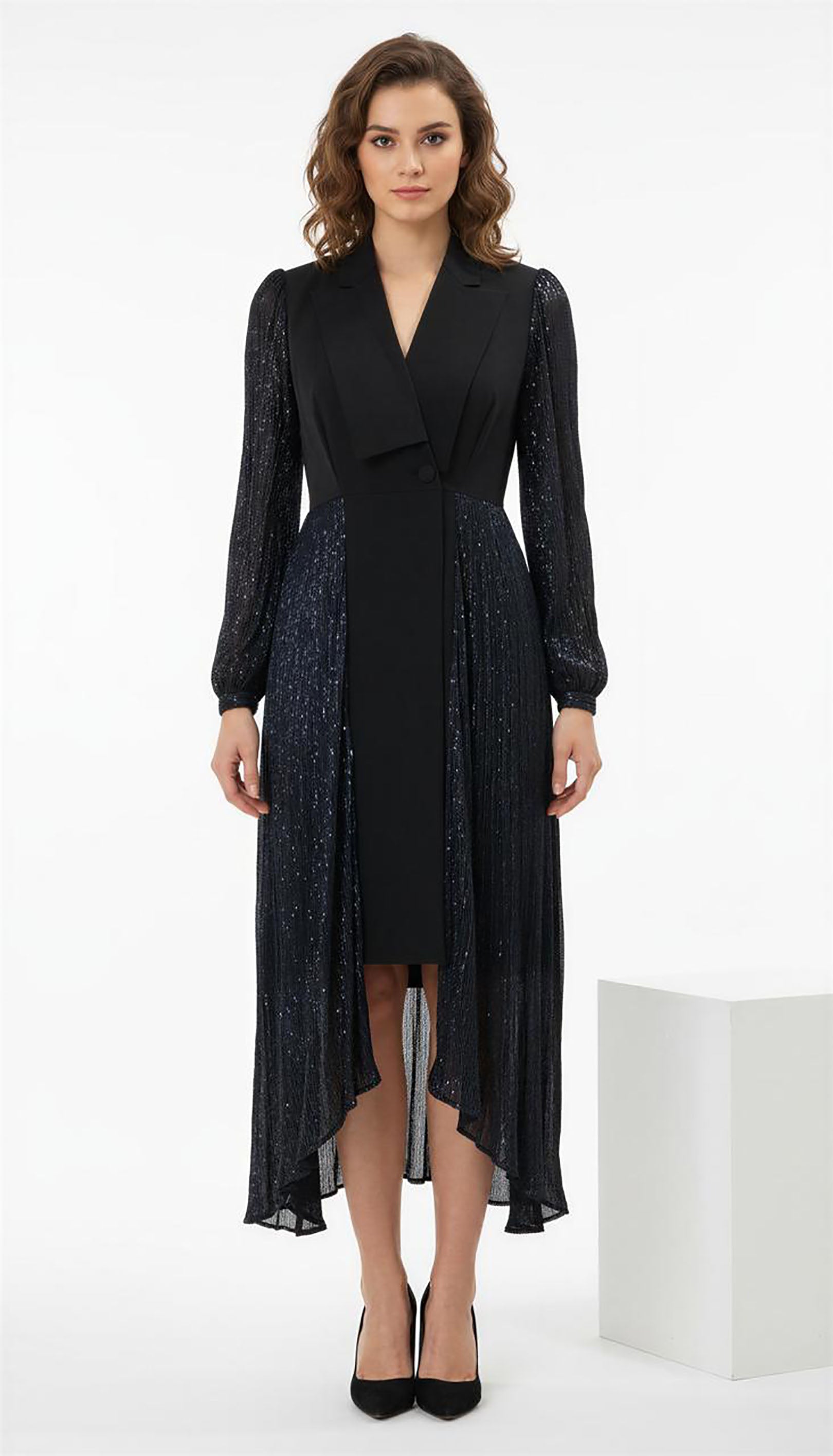 Black Asymmetrical Mars Dress Black / S