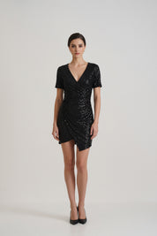 Black Wrap Shimmer Dress