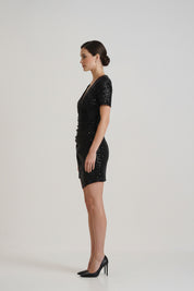 Black Wrap Shimmer Dress