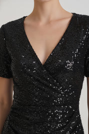 Black Wrap Shimmer Dress