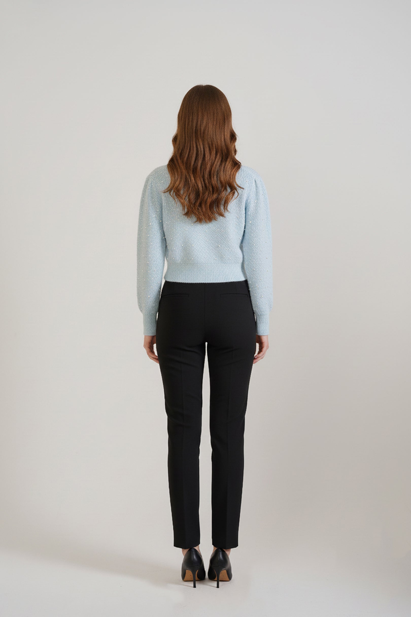 Powder Blue Pearl Drop Shoulder Sweater