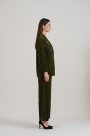 Olive Green Velvet O-set