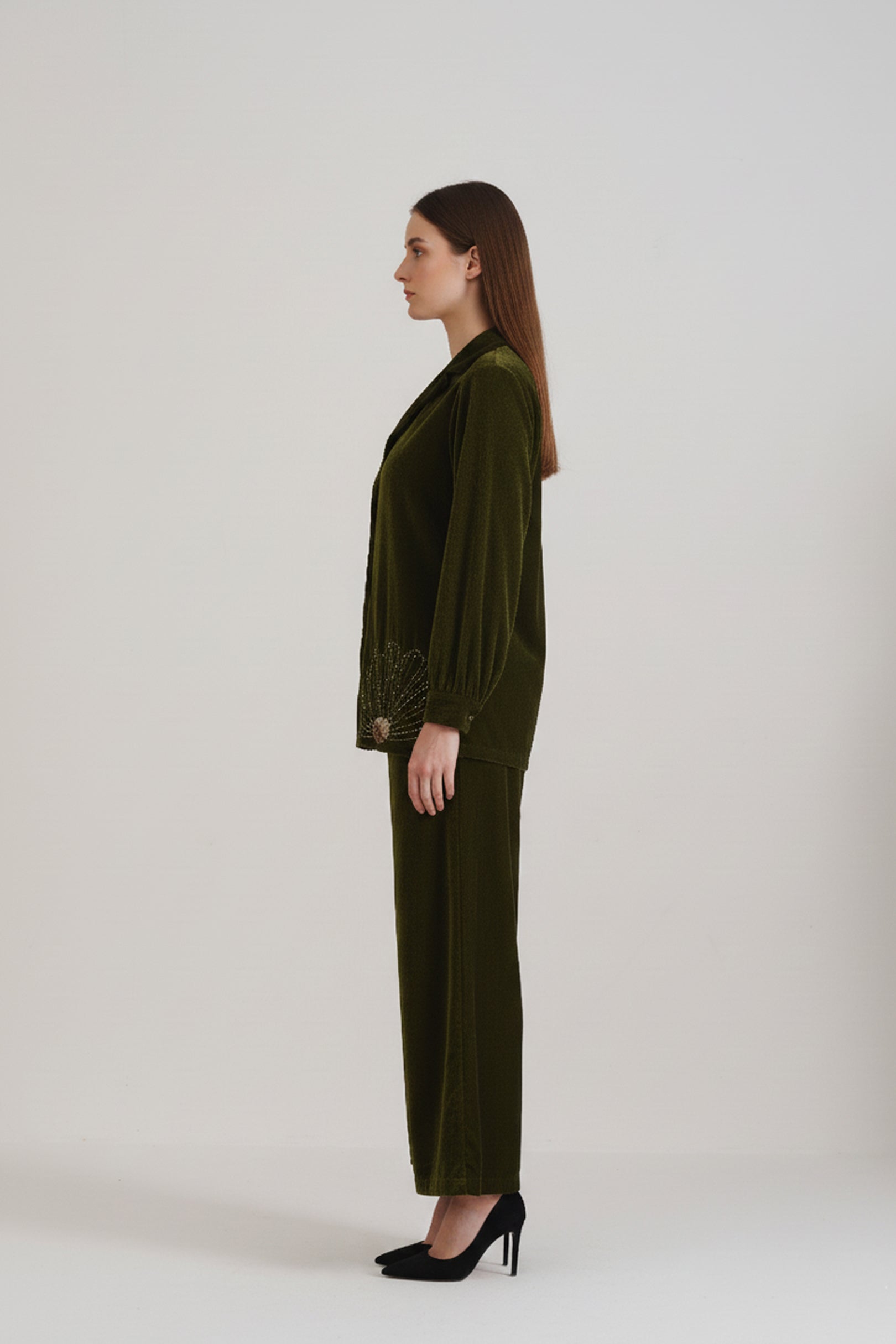 Olive Green Velvet O-set