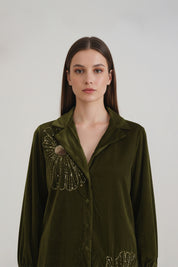 Olive Green Velvet O-set