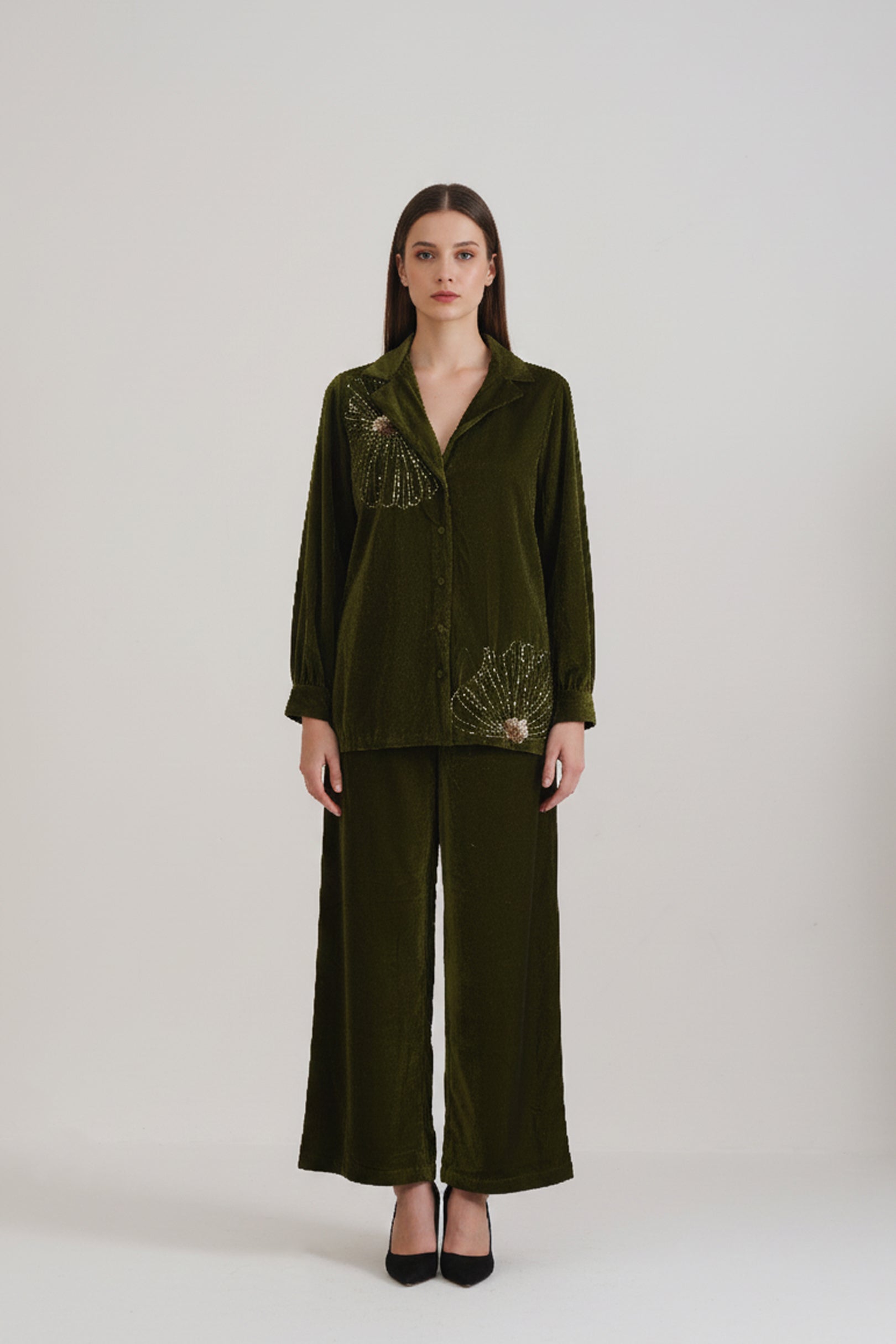 Olive Green Velvet O-set