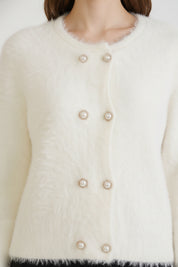 Off White Front Open Cardigan