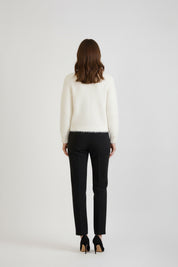 Off White Front Open Cardigan