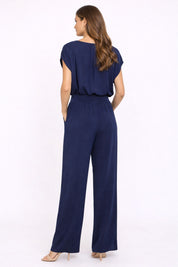 Navy Soft Batwing Sleeve Jumpsuit