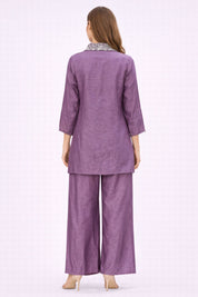 Lilac Embroidered Collar Co-ord Set