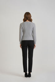 Grey Pearl Drop Shoulder Sweater