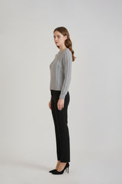 Grey Pearl Drop Shoulder Sweater