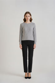 Grey Pearl Drop Shoulder Sweater