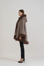 Brown Fur Hooded Cape