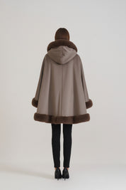 Brown Fur Hooded Cape
