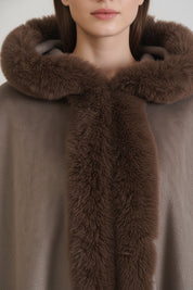 Brown Fur Hooded Cape