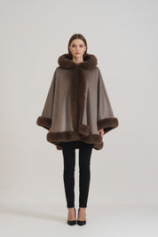 Brown Fur Hooded Cape