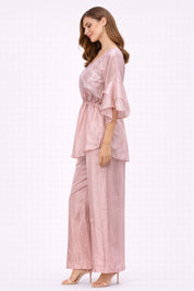 Blush Pink V-Neck Co-ord Set