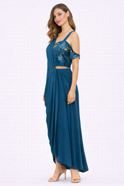 Teal Draped Elegance Co-ord Set