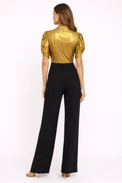 Gold & Black Puffed Sleeve Jumpsuit