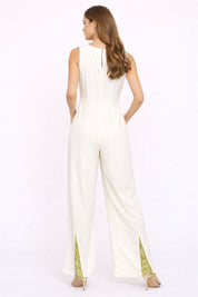 Ivory & Green Contrast Panel Jumpsuit