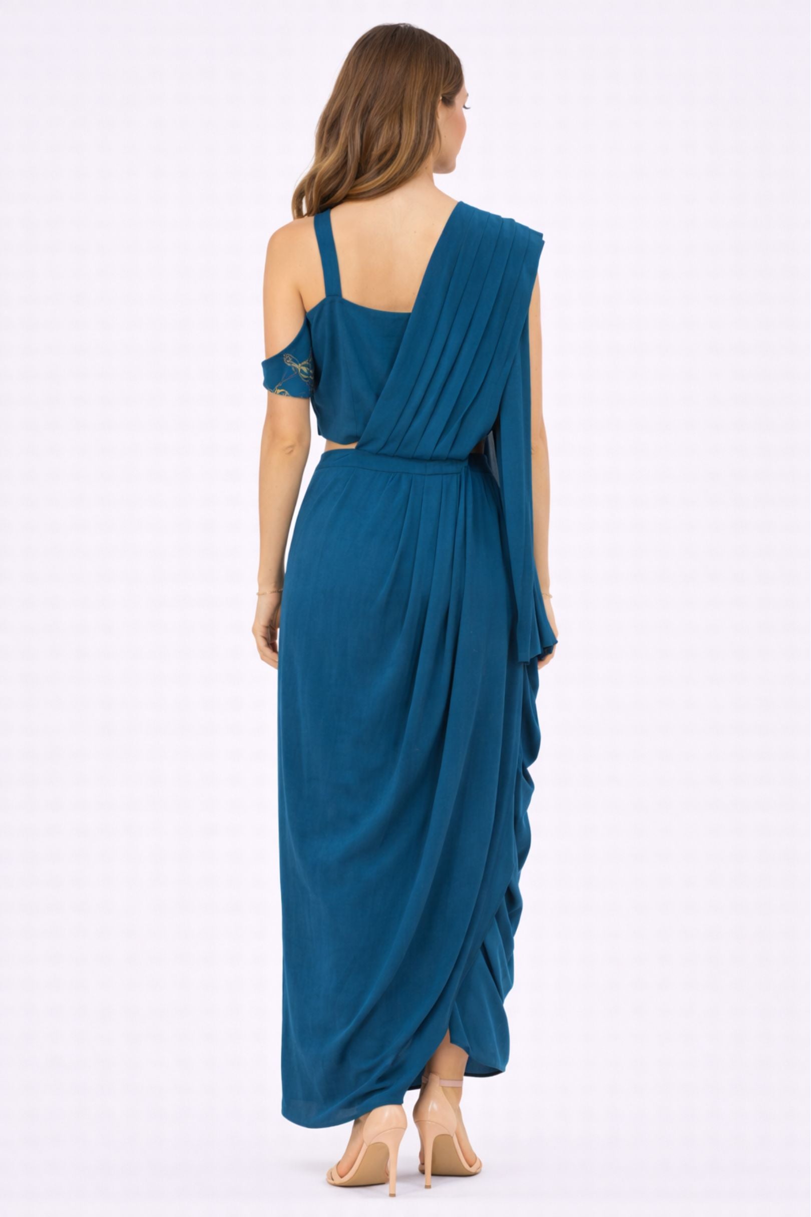 Teal Draped Elegance Co-ord Set