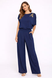 Navy Soft Batwing Sleeve Jumpsuit