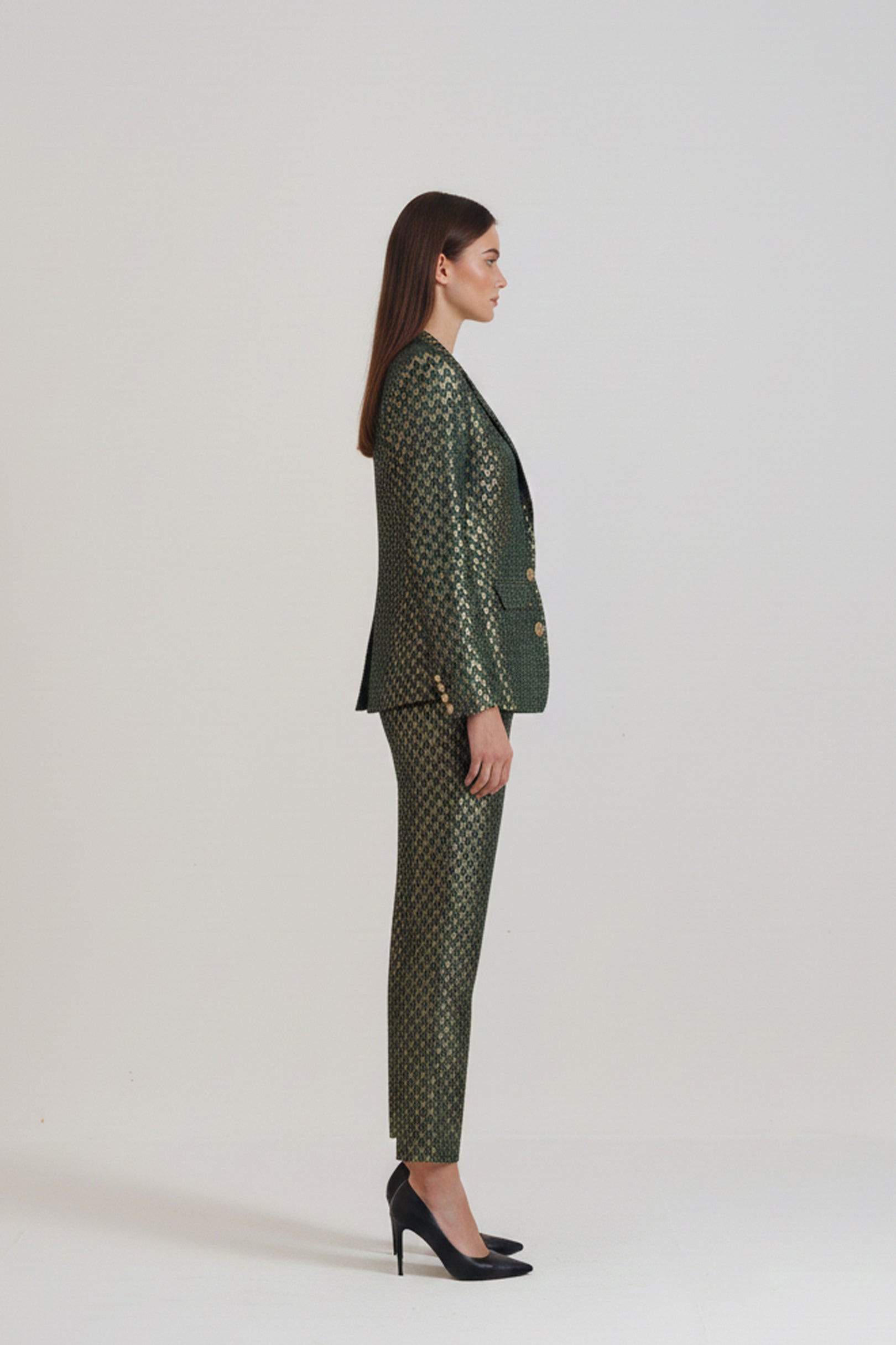 Bottle green jacquard Fallon Set