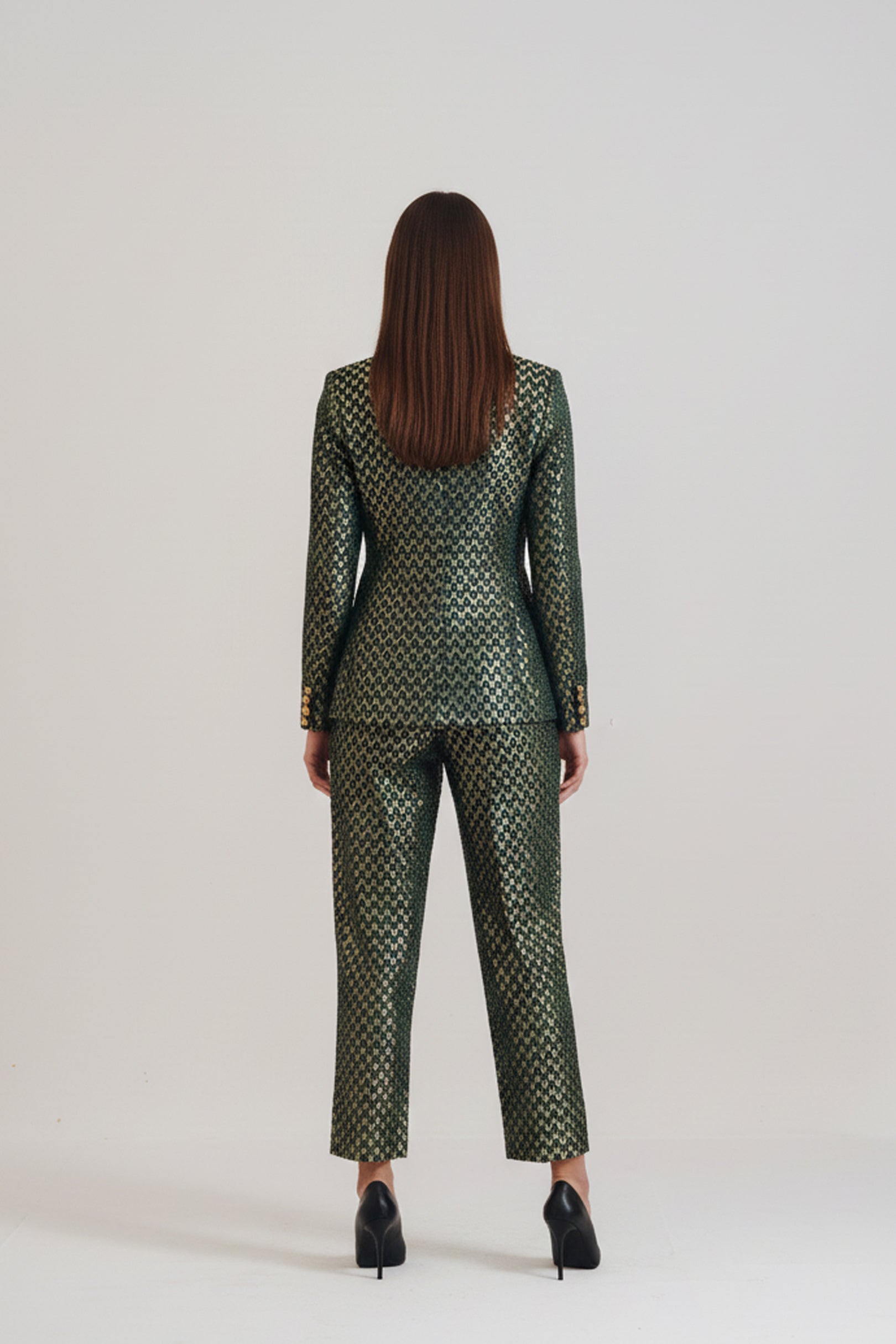 Bottle green jacquard Fallon Set