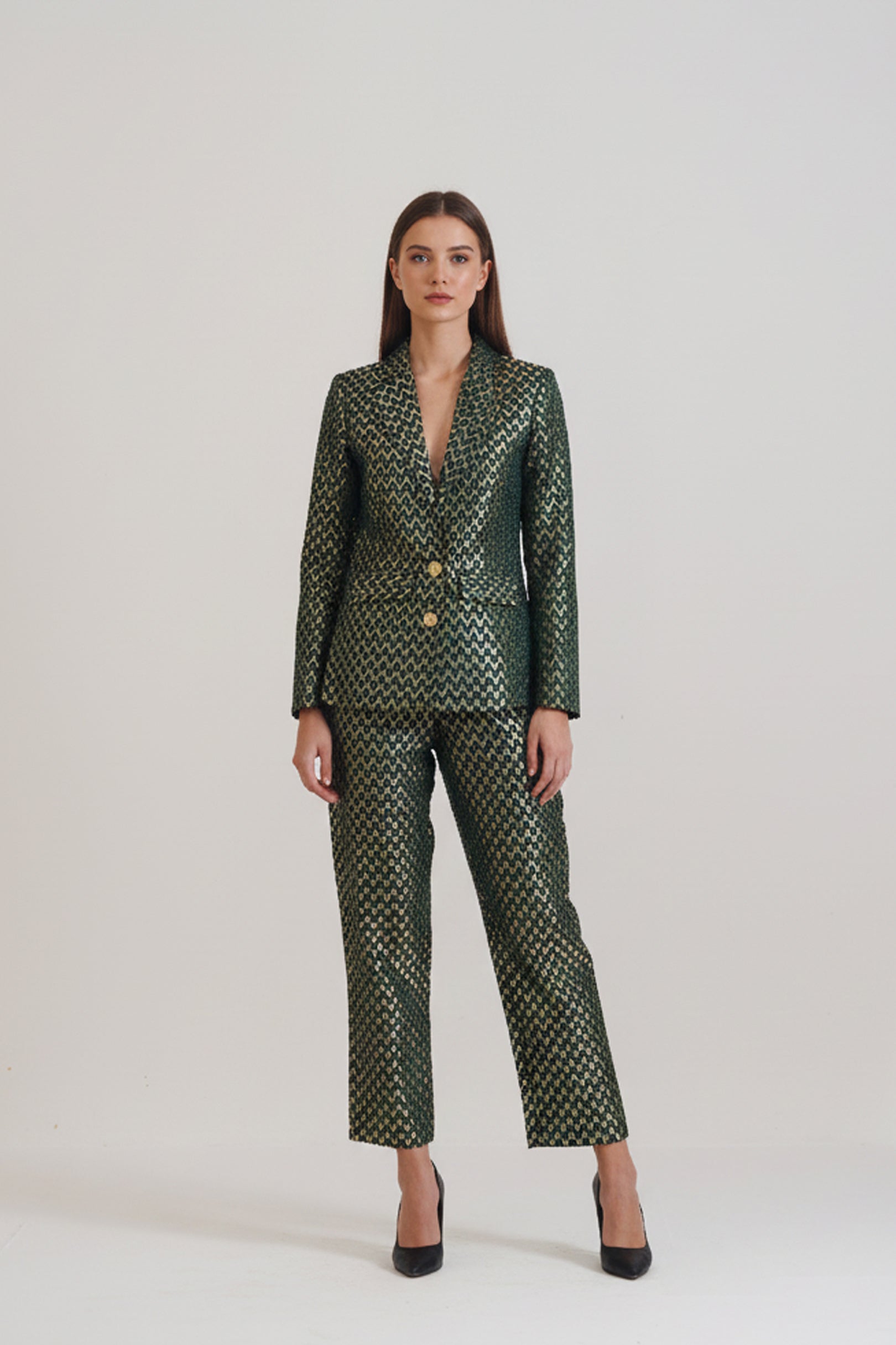 Bottle green jacquard Fallon Set