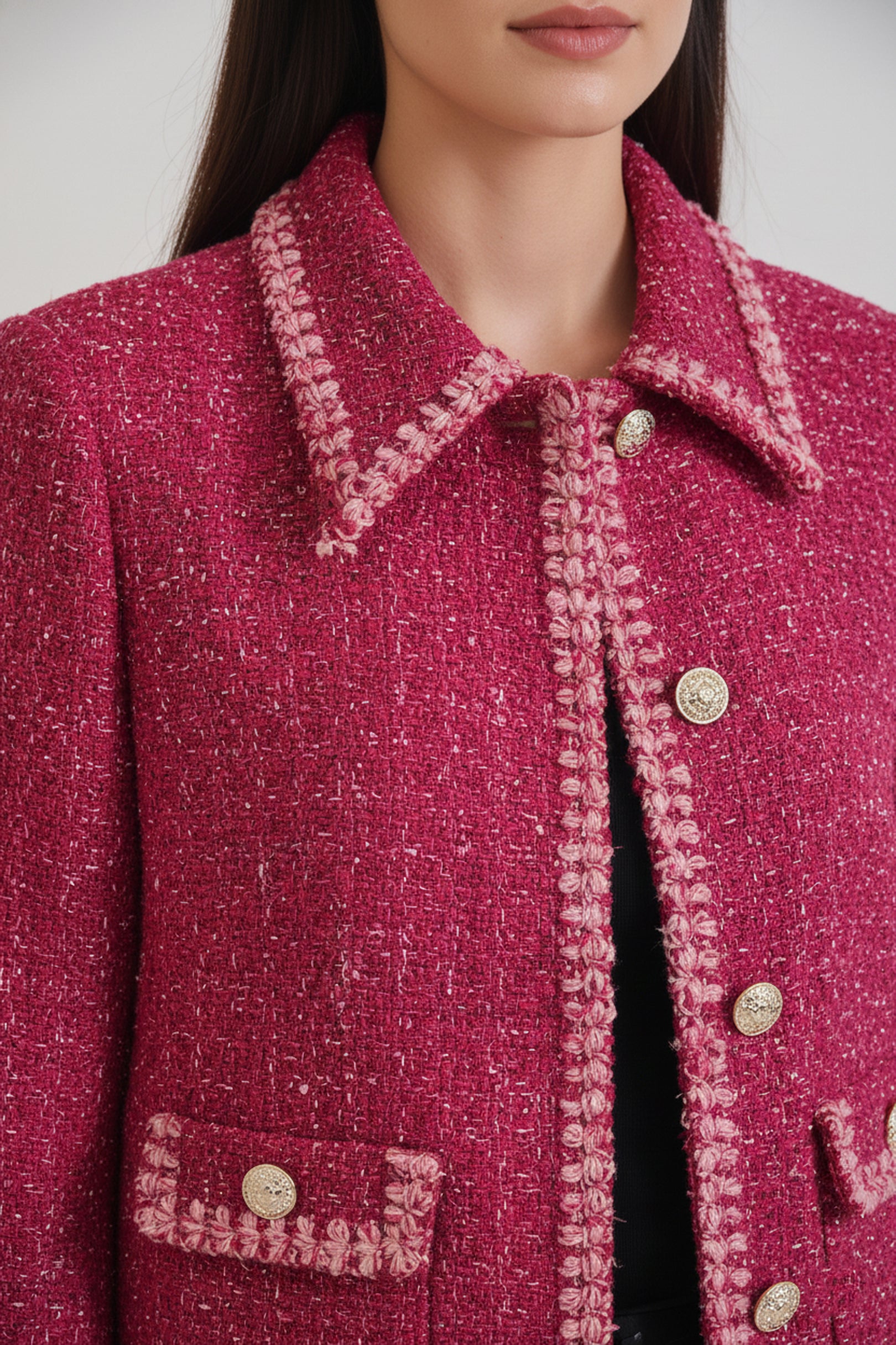 Hot Pink Tweed Coat