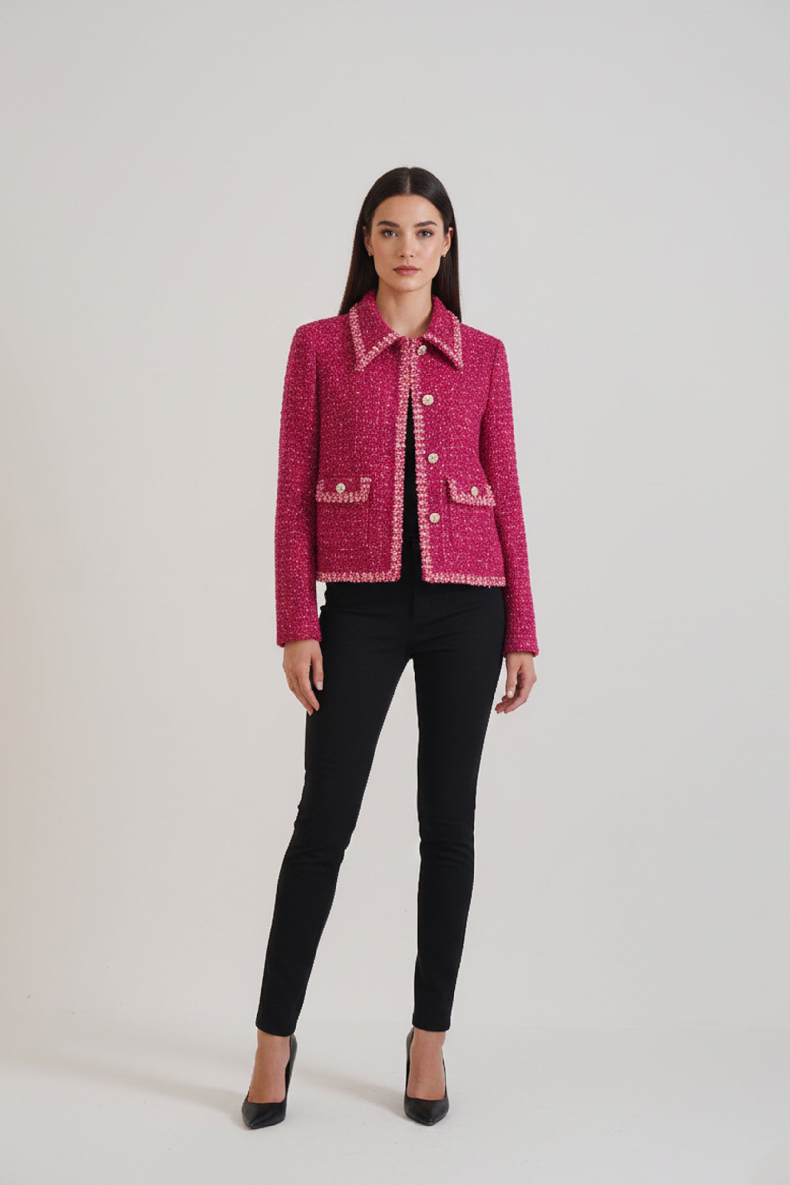Hot Pink Tweed Coat