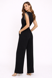 Black Structured Shoulder Jumpsuit