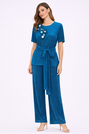 Blue  Pleated Co-Ord Set