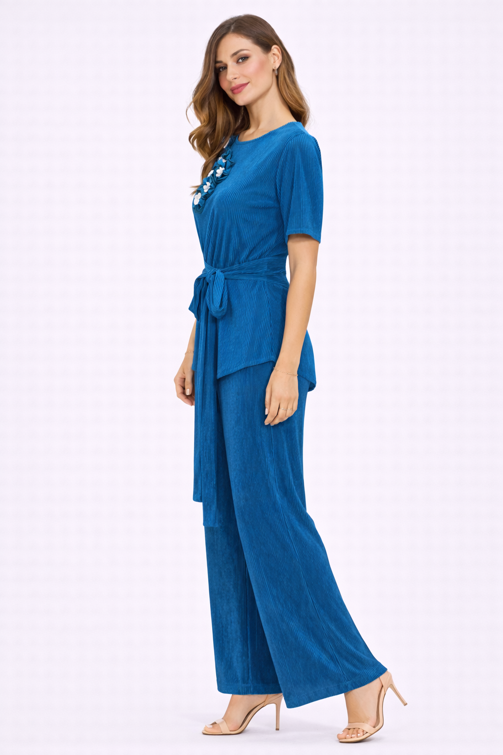 Blue  Pleated Co-Ord Set