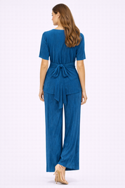 Blue  Pleated Co-Ord Set