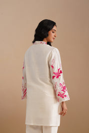 V-neck Embellished Bell Sleeve Kurta with Embroidered Pants