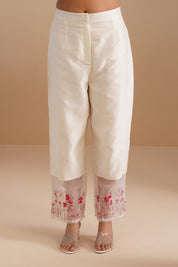 V-neck Embellished Bell Sleeve Kurta with Embroidered Pants