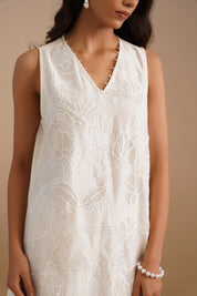 V-Neck Mesh insert Kurta with Pants