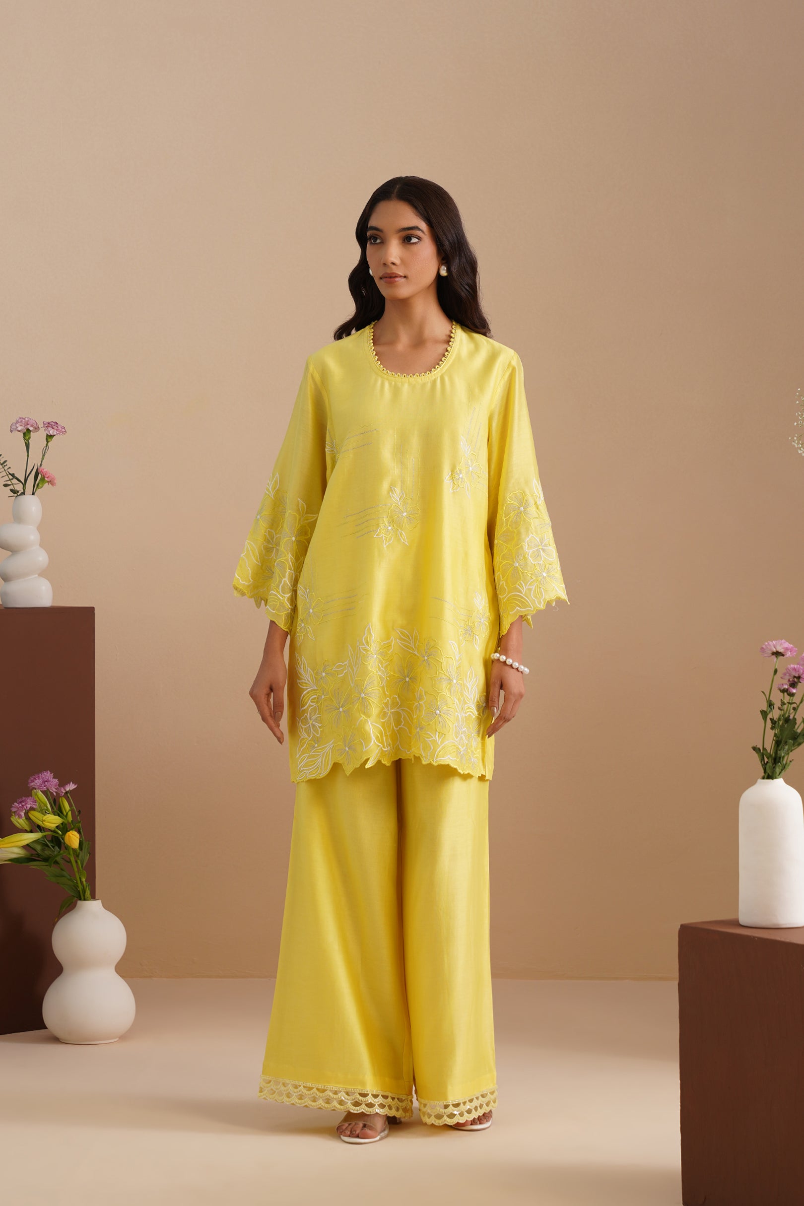 Neck Loop Embroidered Kurta & Pant Set