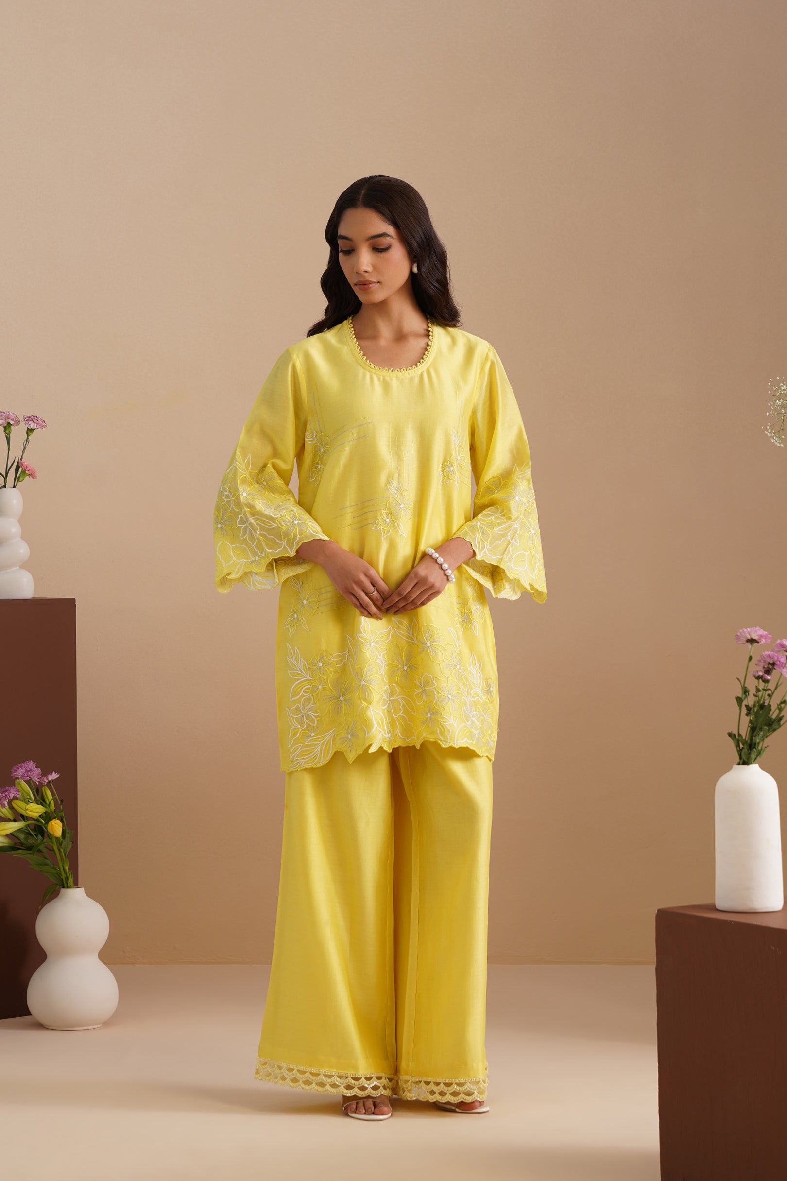 Neck Loop Embroidered Kurta & Pant Set