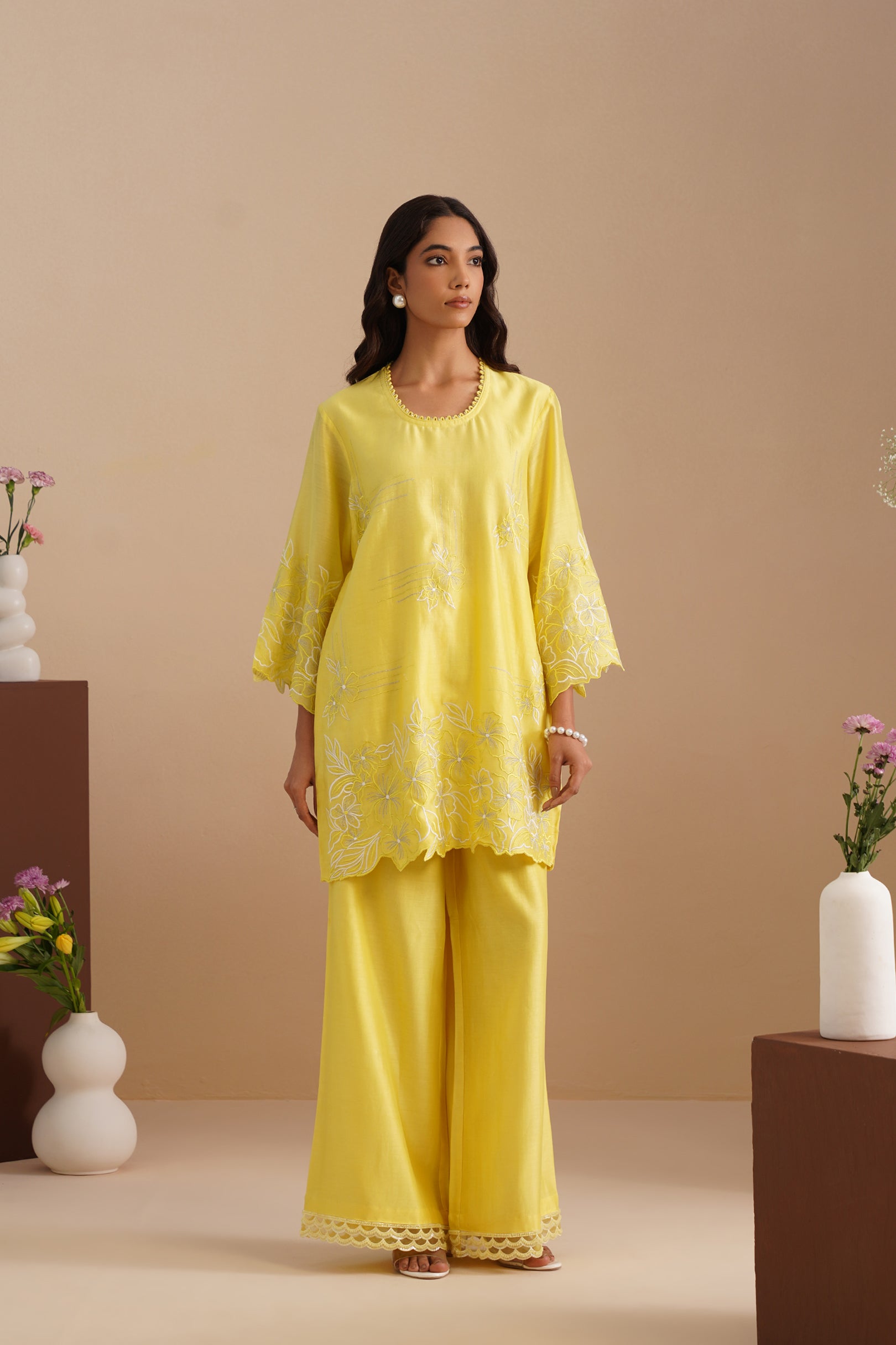 Neck Loop Embroidered Kurta & Pant Set