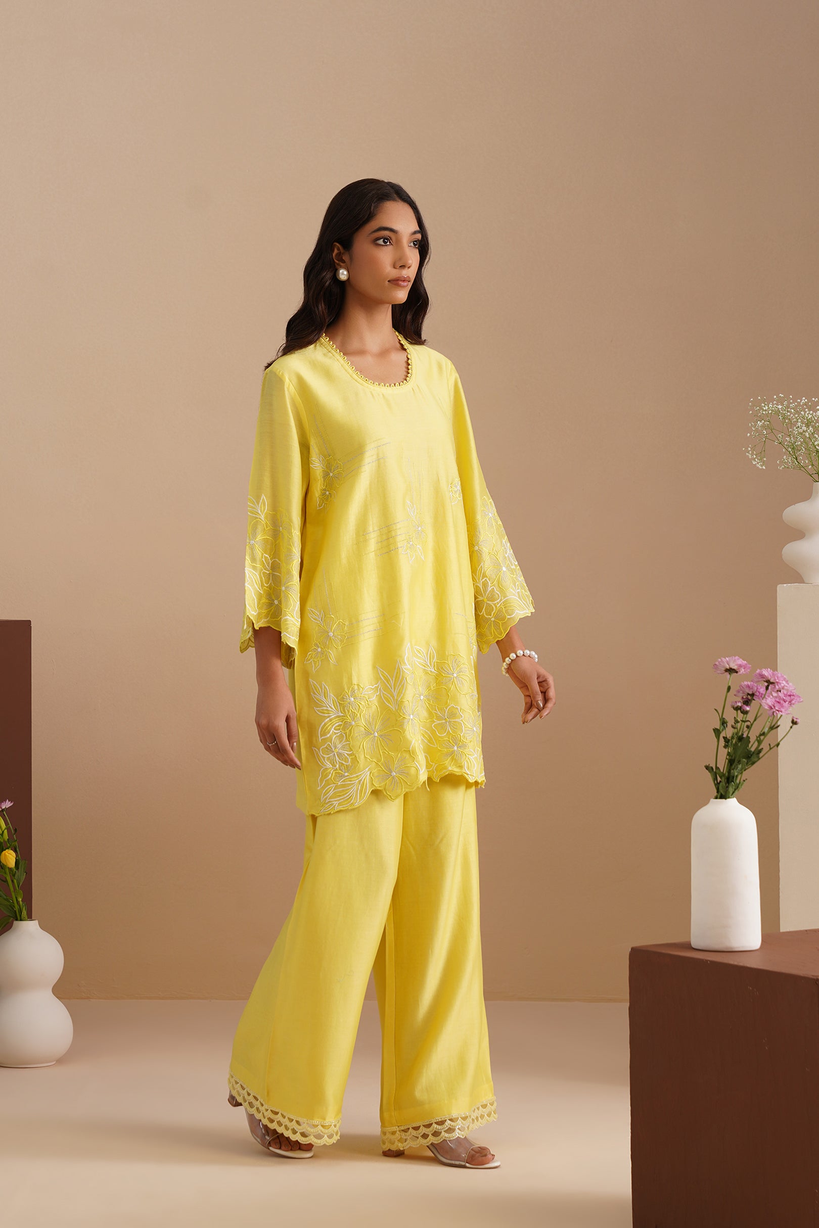 Neck Loop Embroidered Kurta & Pant Set