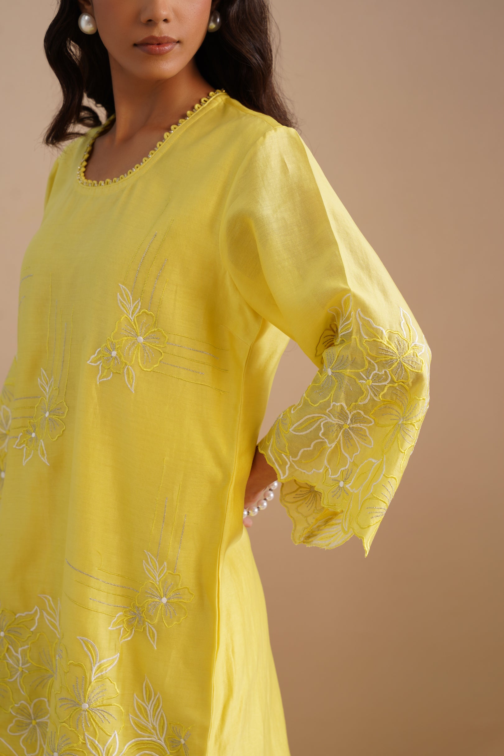 Neck Loop Embroidered Kurta & Pant Set