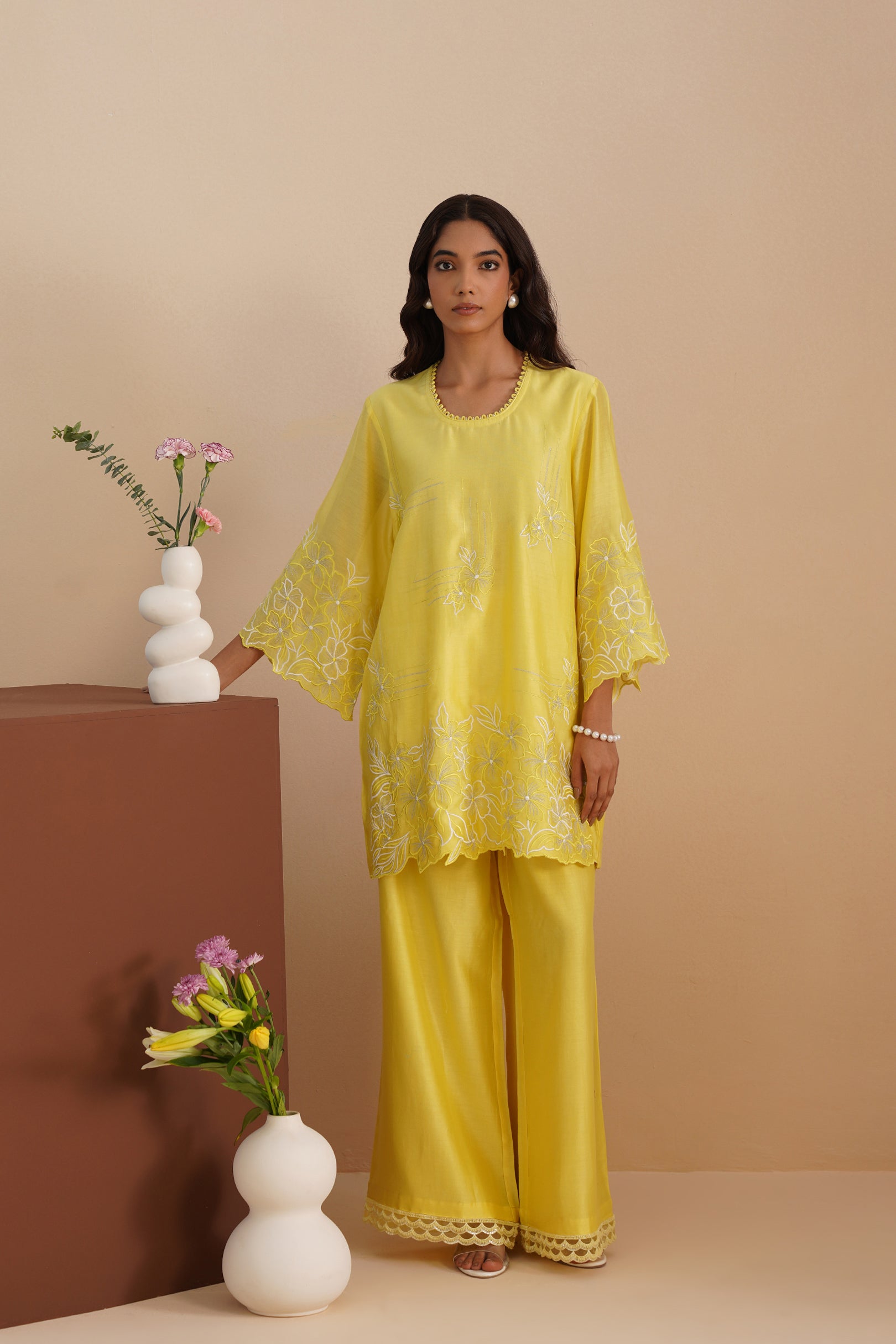Neck Loop Embroidered Kurta & Pant Set