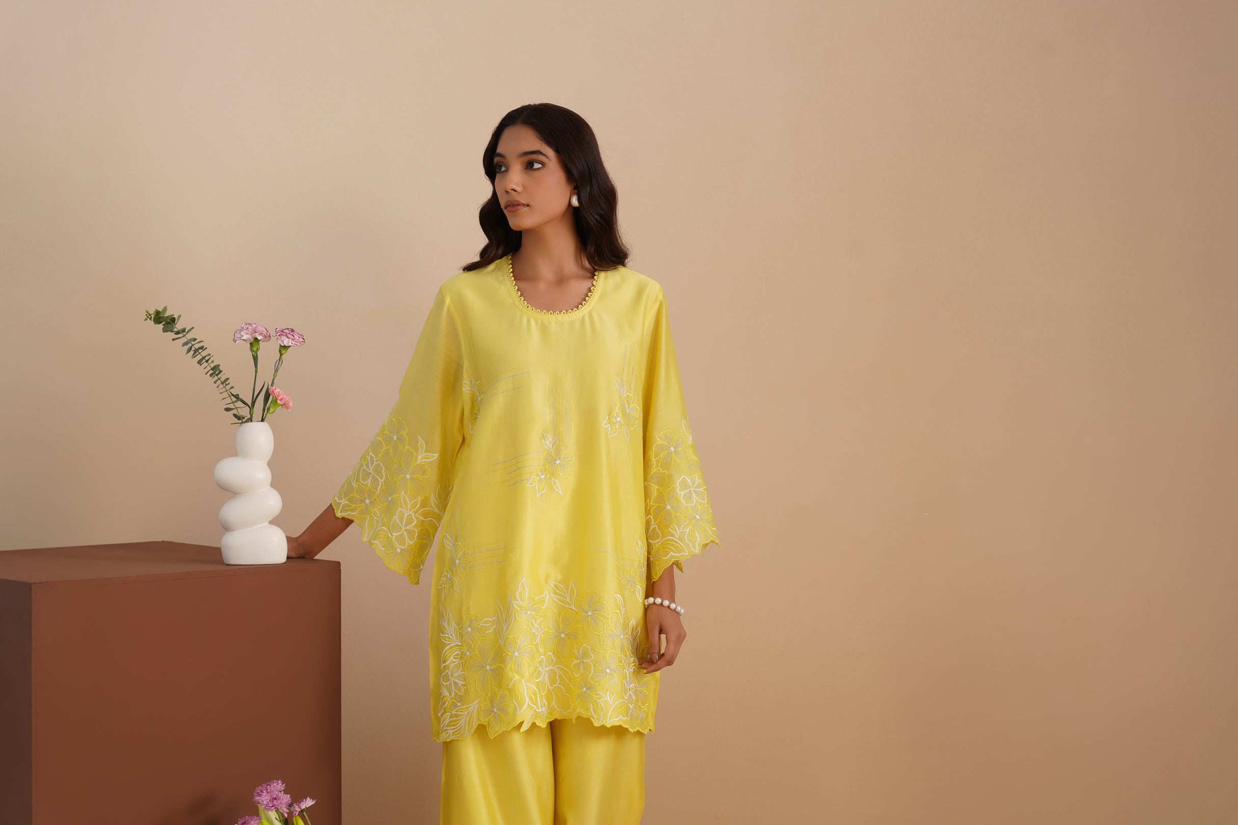 Neck Loop Embroidered Kurta & Pant Set