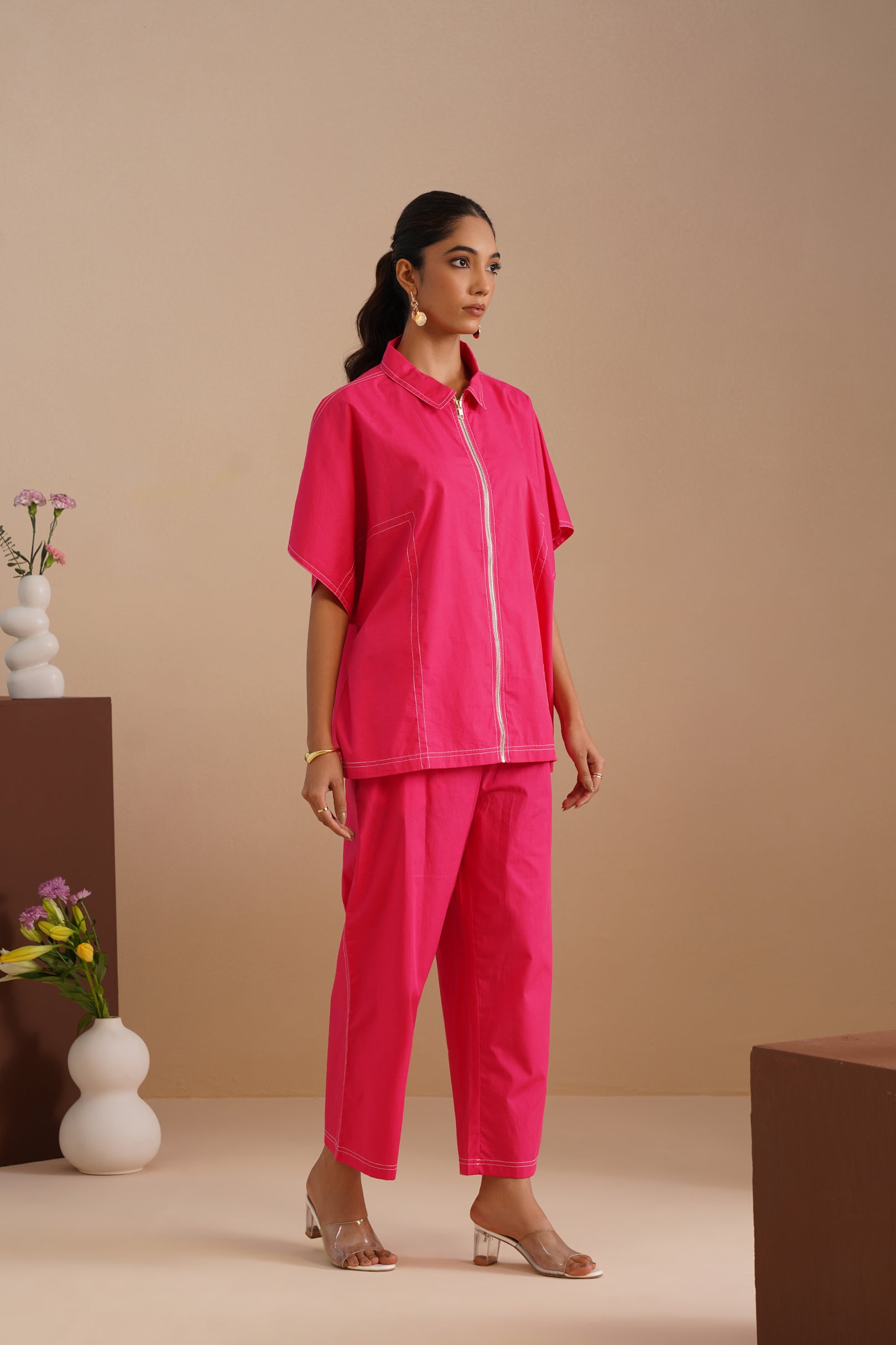 Dual-stitch Detailing Poplin Set