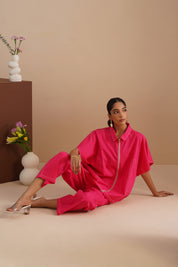 Dual-stitch Detailing Poplin Set