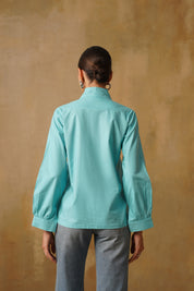 Poplin Neck Tie Top With Buckle