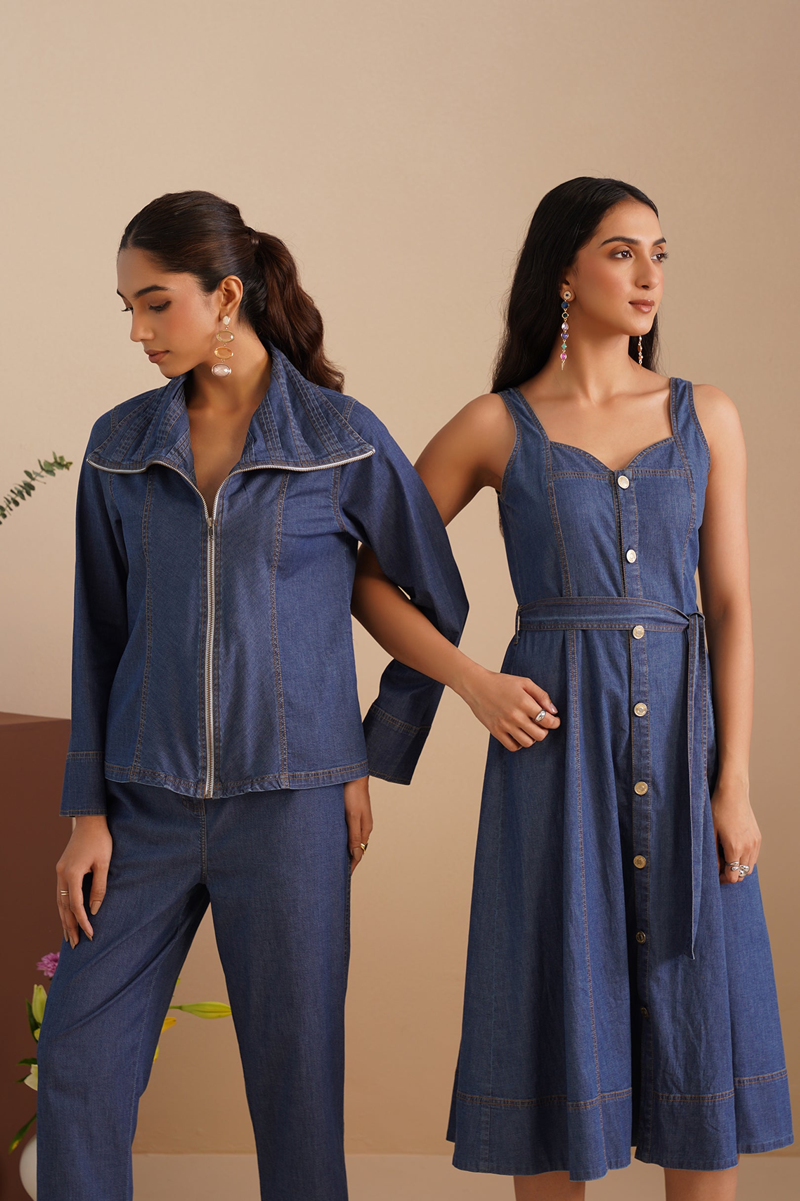 Denim Sweetheart Neck  Dress