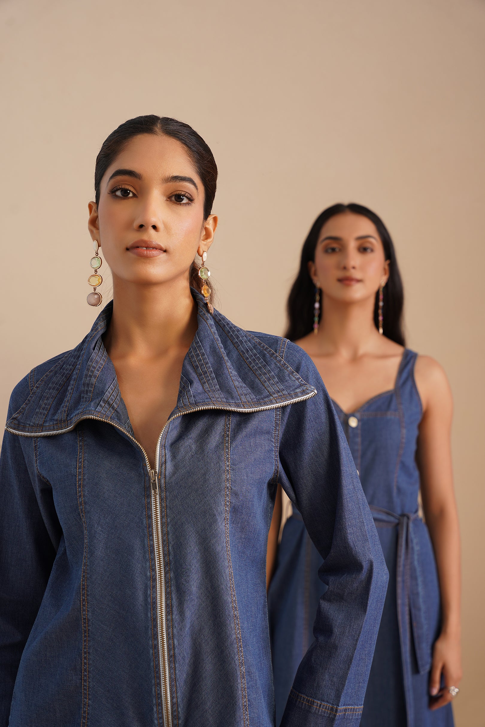 Denim Sweetheart Neck  Dress